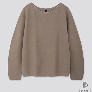 NWOT Uniqlo Cotton Taupe Seamless Sweater Size S